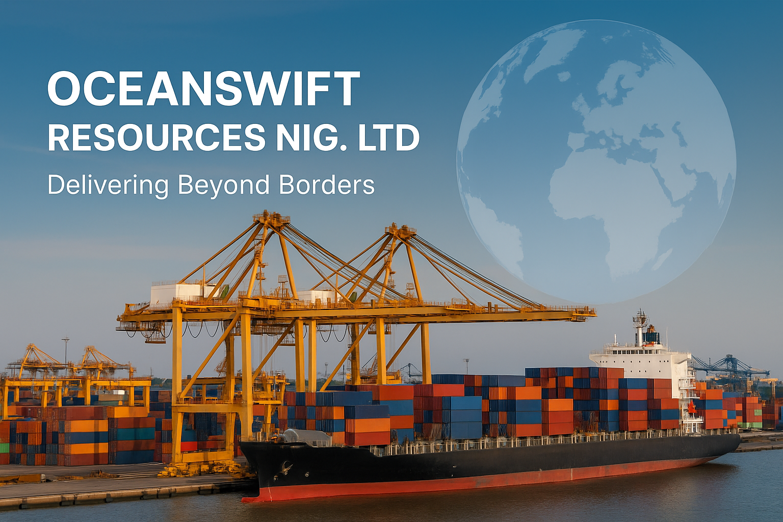 Container ship at sea under a sunset